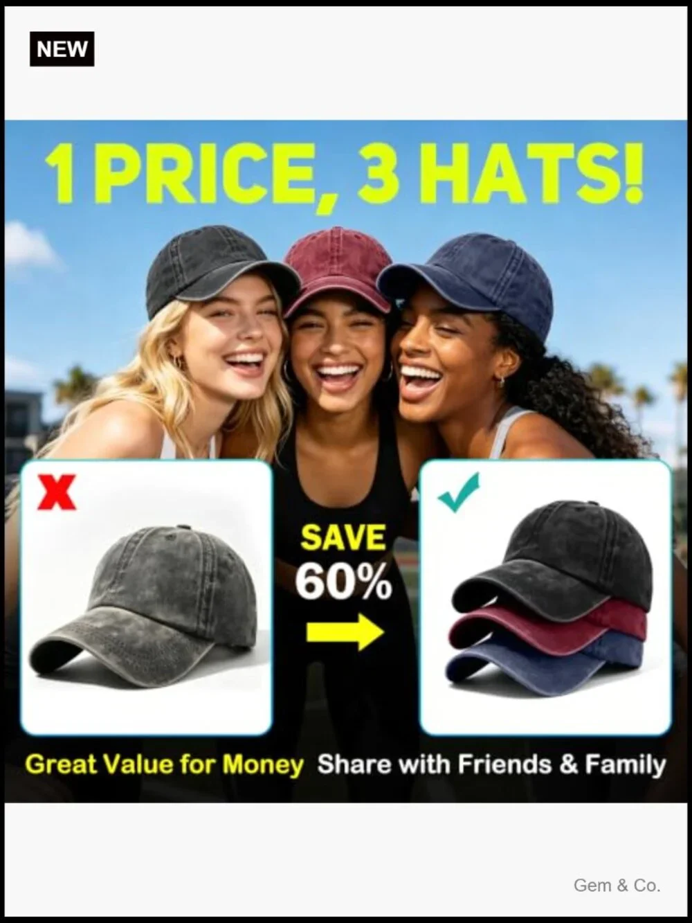 Vintage Washed Distressed Baseball Cap with Ponytail Hole Sport Golf Hat